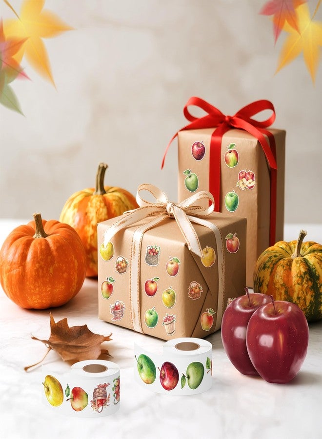 A1diee Apple Sticker Rolls - 1000Pcs Colorful Fruit Waterproof Aesthetic Decals for Kids, Watercolor Red Green Yellow Apple Gifts Stickers for Party Favors School Rewards Scrapbooking Guitar Laptop - Image 4